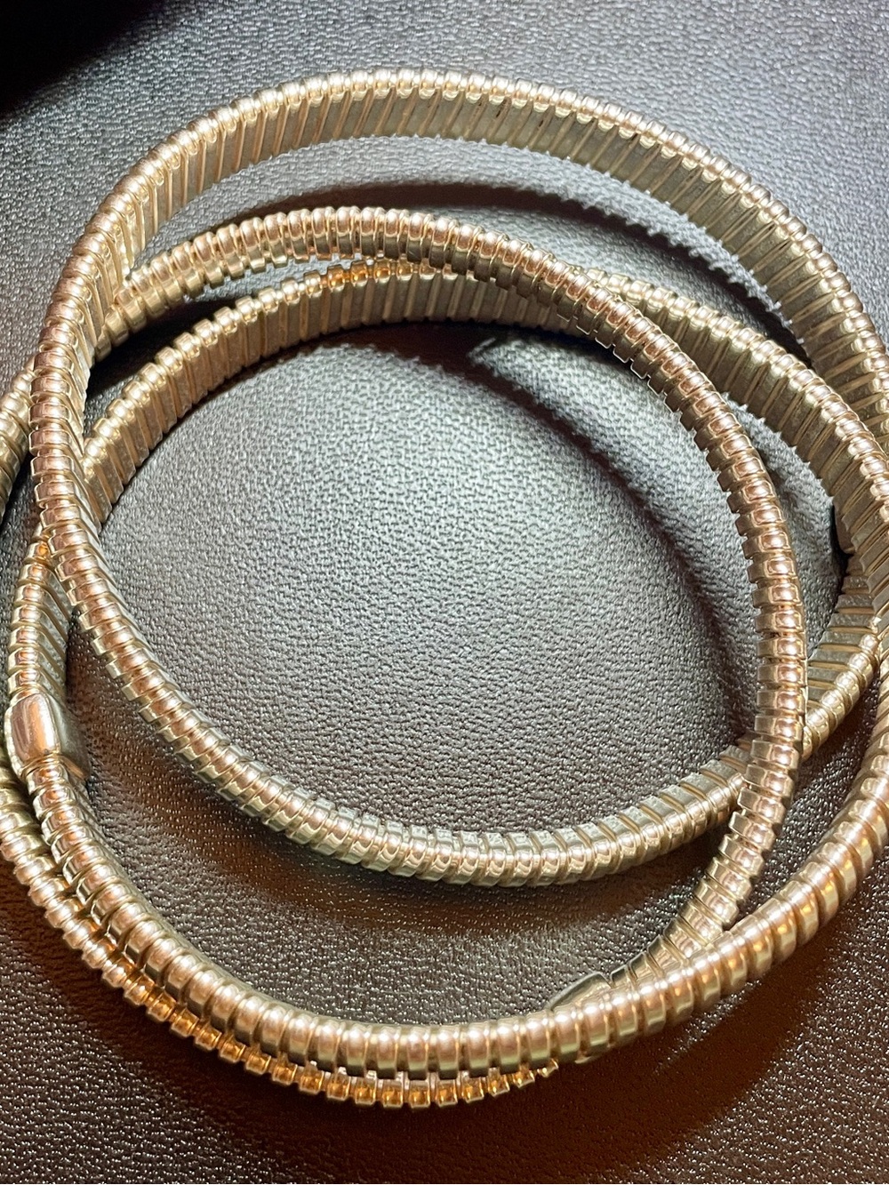 Milor Italy 950 Palladium Silver Tubergas Triple Strand Coil Bracelet. 47+ Grams